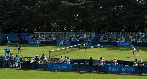 Broady and Sevastova in action