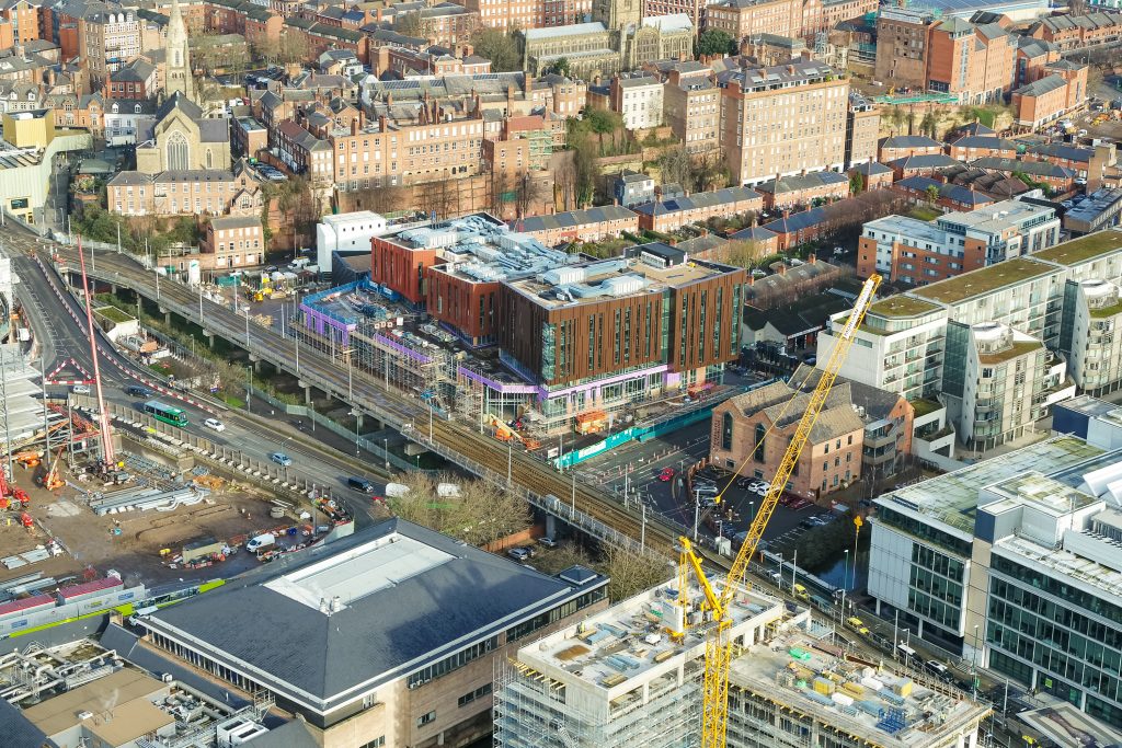 Nottingham College's City Hub development site taken from the air