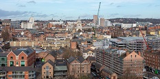 Nottingham City Centre from above