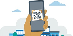 Clip art of a QR code on a smartphone