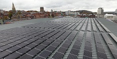 Photovoltaic panels on the roof of Broadmarsh Car Park