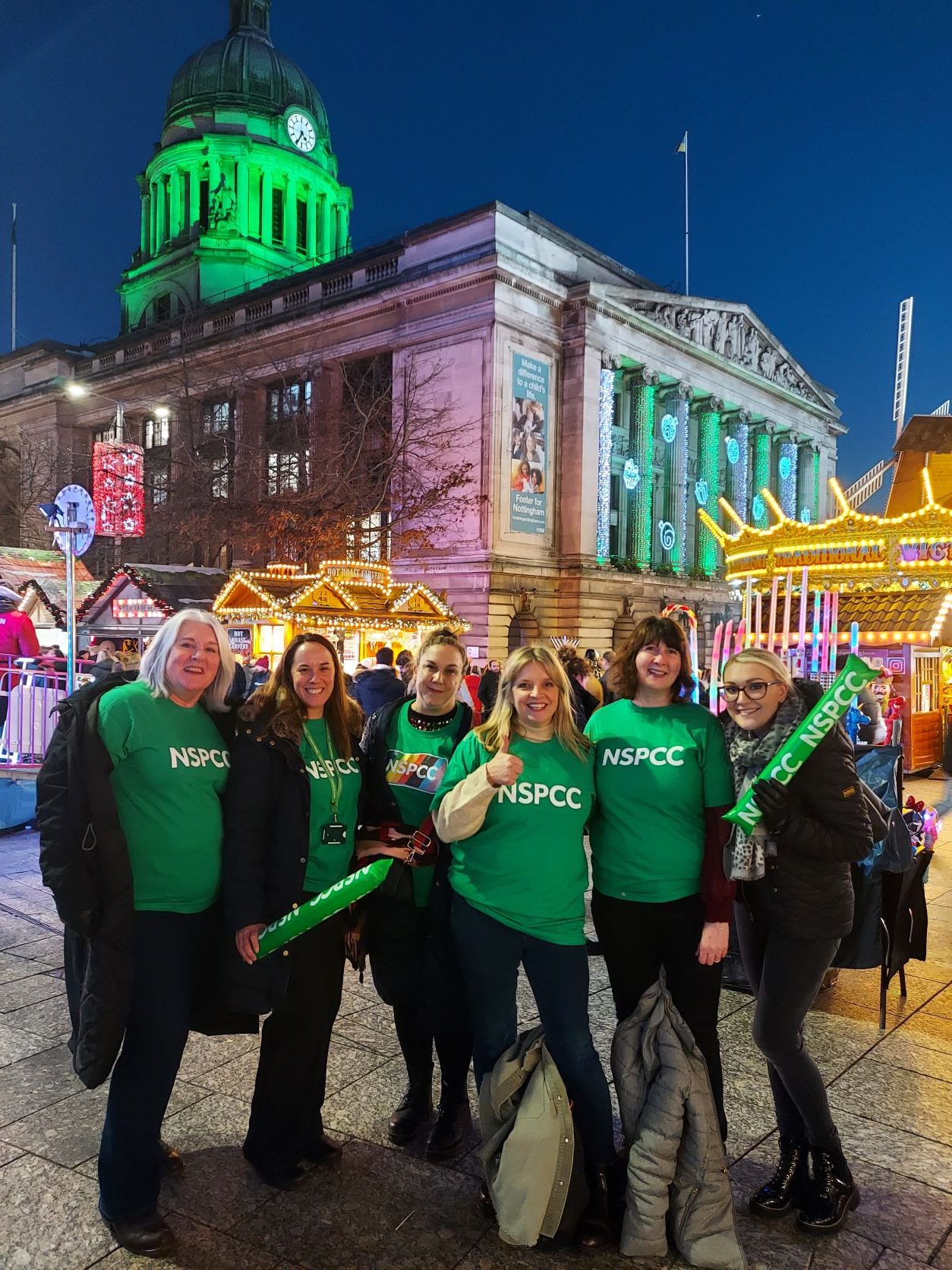 Group of people in NSPCC shirts outside Nottingham Council House 2022