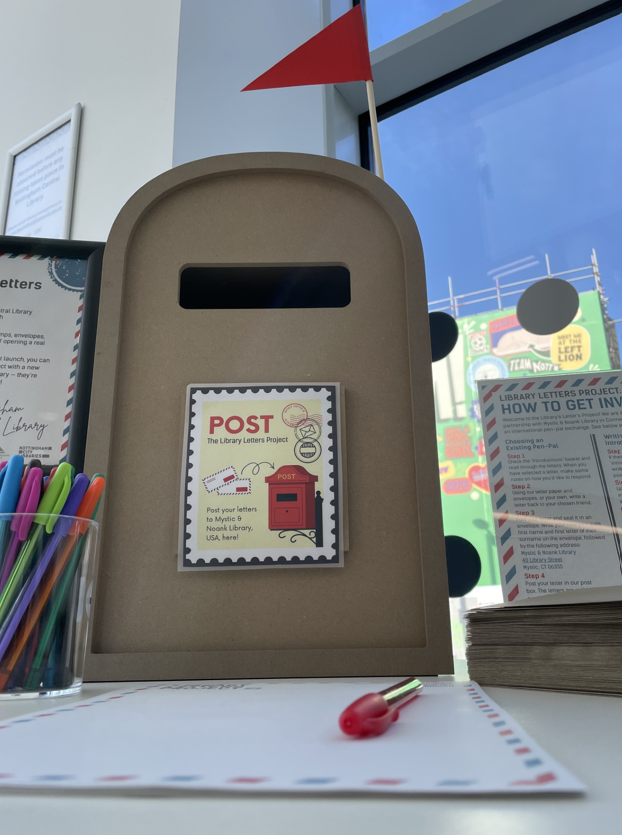 Postbox, pens and paper
