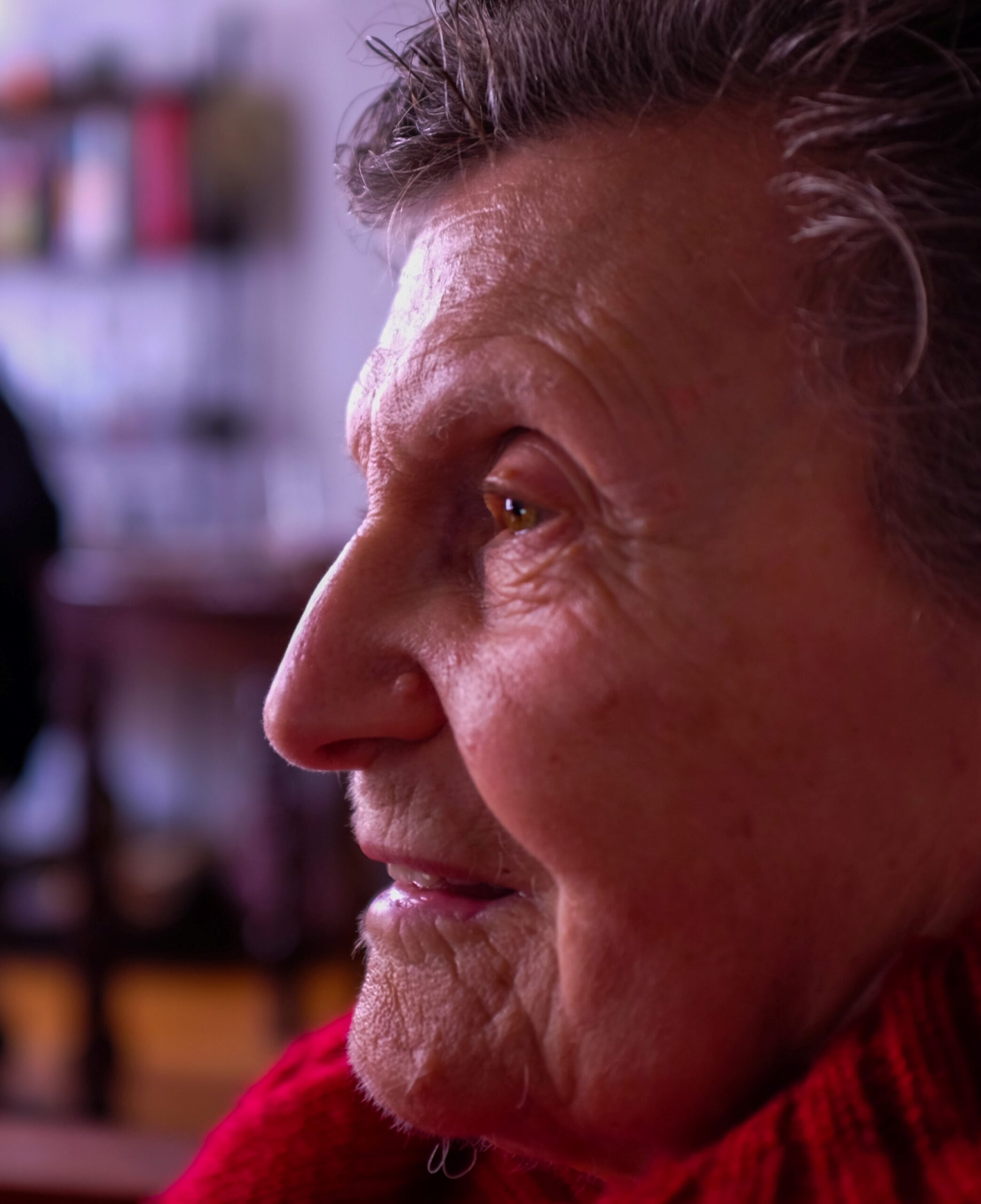 A close up of an older lady